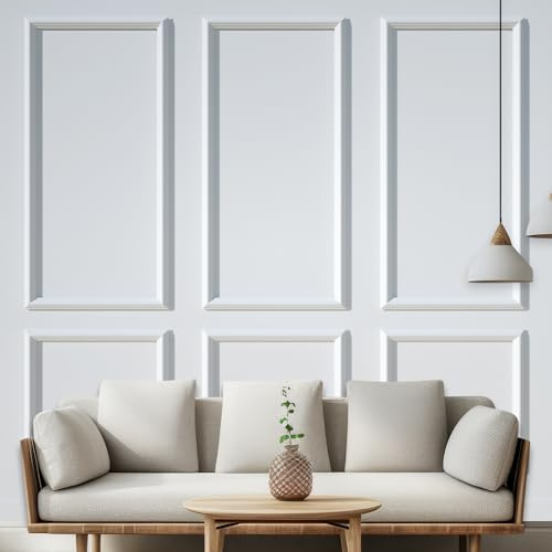 NeatiEase Selbstklebendes Stuckleisten Wandform-Set, 6 Rahmen, 3.6cm Breite Luxe Architectura Wandleistenrahmen, Akzent-Zierleiste für Innenwände Heimdekoration, Stil 1