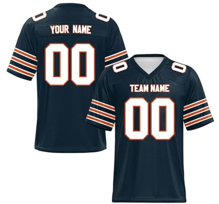 EZJOBLA Personalisierte Fußball-Trikots für Herren Personalisiertes Trikot Personalisierbar American Football Trikots hinzufügen Teamnamennummer Damen Jugend A6
