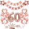 TOPHOPE Luftballon 60. Geburtstag Roségold Folienballon Luftballon Zahlen Geburtstagsdeko Mädchen 60 Jahr Riesen Folienballon Zahl 60 Ballon 60 Deko zum Geburtstag Roségold Happy Birthday