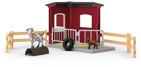 schleich FARM WORLD | Ziegenstall 42726 | Set inkl. Stall, Ziege, Zicklein, Zaun & Zubehör | detailgetreue Tierfiguren | tolles Geschenk für Kinder | Bauernhof Spielzeug ab 3 Jahre | Set aus 31 Teilen