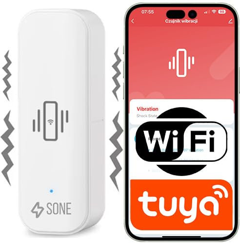 Sone Smart One WiFi Vibrationssensor Tuya Smart Life – Für Briefkasten Tür Fenster – 3 Stufen – Kein Zigbee Hub – 72x25x20mm – Push-Alarm