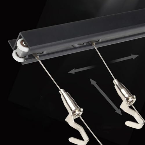 UrbanUp Binario Quadri Binario per Quadri Nero con Carrucola Silenziosa, Corda Flessibile per Quadri con Gancio Regolabile, Ganci per Quadri a Movimento Fluido(9.8/3m Cable,35/88.9cm Track)