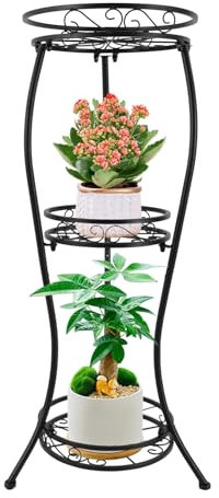 DHQCQL Blumenständer Metall, 3 Stufiger Pflanzenständer mit Schraubenschlüssel, 84cm Blumenständer für Draußen, Rostfreier Eisen Blumentopf Ständer für Drinnen & Patio