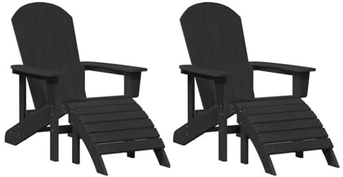 vidaXL Garden Chair 2 pcs Black Polyethylene