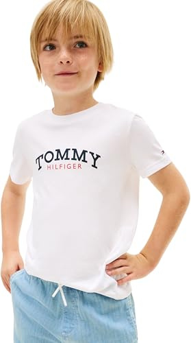 Tommy Hilfiger Jungen T-Shirt Kurzarm Monogram Graphic aus Baumwolle, Weiß (White), 2 Jahre