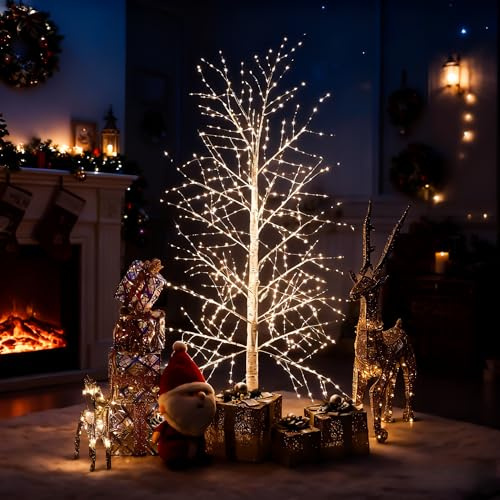 CCLIFE Albero Luminoso da Interno 180cm, 800 LED Albero con Luci, Lampada LED con Funzione Memoria, Albero di Betulla Illuminazione, Bianco Caldo, IP44