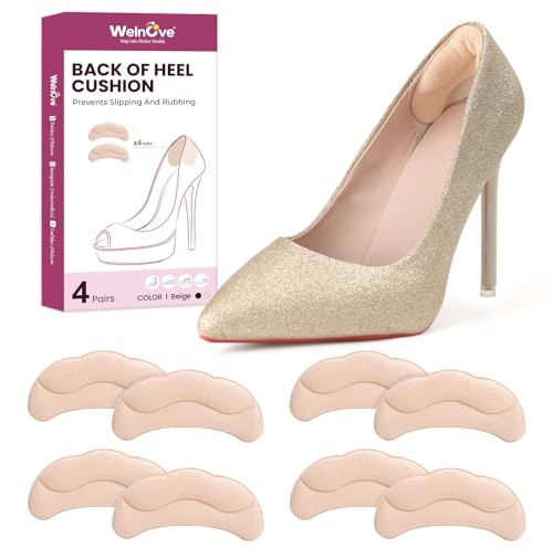 Coussinets talons chaussures trop grandes - Welnove 4 paires de coussinets souples pour soulager la fatigue et les douleurs au talon - Antidérapants et doux pour la peau protege talon chaussure