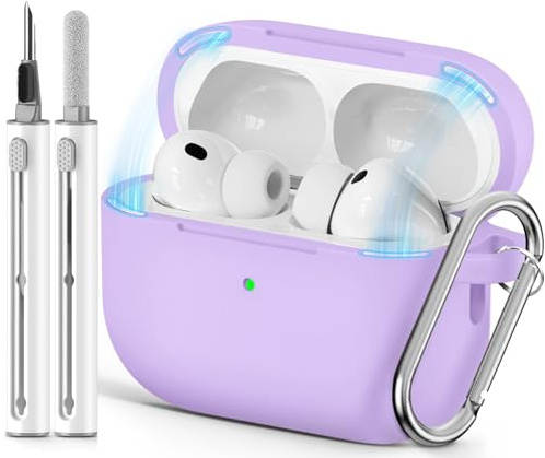 Inesore Compatible with AirPods Pro 3 Hülle - Magnetic Purple | Silicone Protective Case Cover for Apple Air Pod Pro 3rd (2025), Magnetic Lid Lock Design, with Cleaning Kit