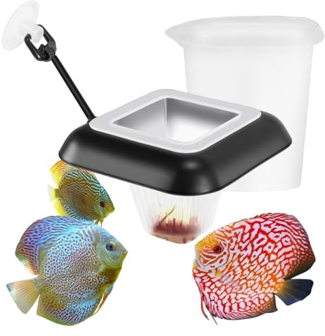Yonuaret d'alimentation pour Aquarium et Bassin à Poissons, récipient Flottant avec Ventouse, Distributeur de Nourriture pour Poissons, pour l'alimentation Vivante dans Les Aquariums d'eau