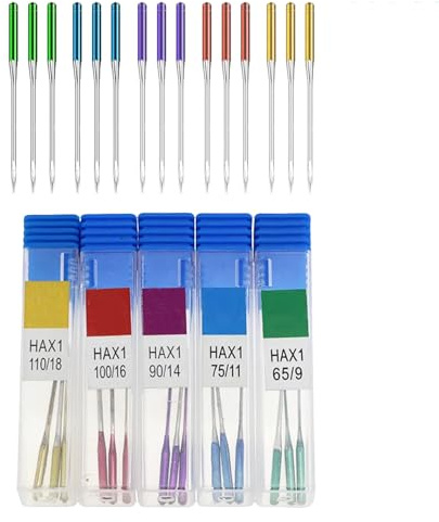 60 Aiguilles Machine à Coudre Universelles 5 Tailles 65/9 75/11 90/14 | Compatible avec la Majorité des Machines Domestiques Standards, 75/11 90/14 100/16, 110/18, Jeans Cuir et, Soie