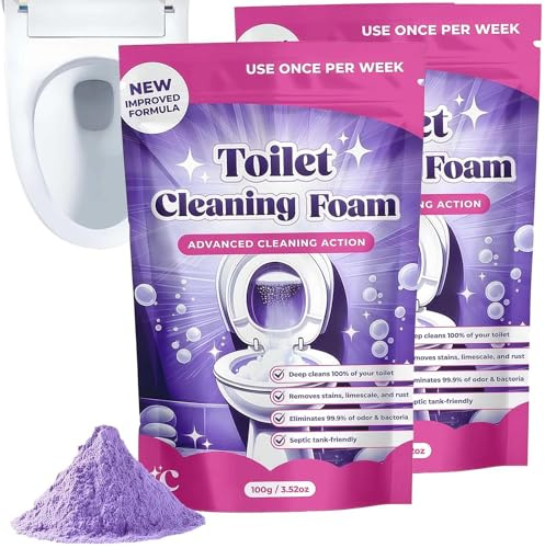 2-Pack Toilet Cleaner Powder, Foaming Fizz Limescale Remover, No-Touch Toilet Bowl Cleaner, Fresh Scent, Bathroom Cleaning Essentials