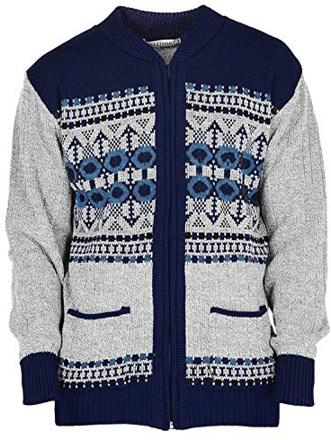 Mens Classic Style Cardigan Argyle Diamond Pattern ButtonCasual Design Zip Up Thick Knit Warm Winter Grandad Sweater Knitted V Neck Zipper Cardi Long Sleeve Knitwear Vintage Jumper(Navy Zip,S)