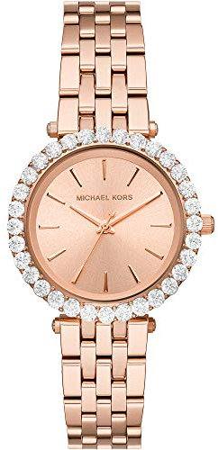 Michael Kors Montre Quartz Femme 26.00mm avec Cadran Nacre analogique et Bracelet en Bracelet en Acier Or Rose MK3832