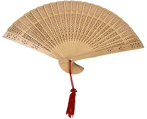 Vintage Chinesisch Fächer Holzfächer aus Sandelholz Taschenfächer Handventilator Faltbare Fan für Hochzeit Fasching Karneval Cosplay