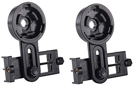 NUZAMAS Juego de 2 adaptadores para teléfonos móviles, Soportes, Montaje Universal para telescopio, Ajustable, Compatible con telescopio Binocular de observación de 26,4-46,4 mm
