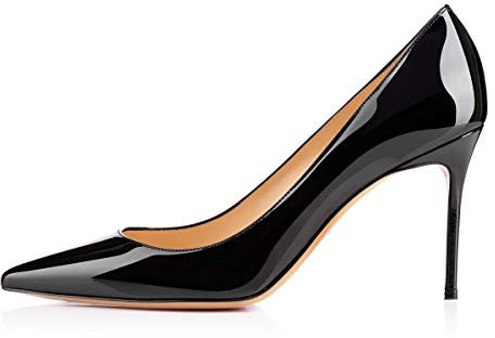 Soireelady Damen Fashion Pumps,Hohe Abstze mit Geschlossener Spitze,Comfort Pumps Lack Schwarz EU 41