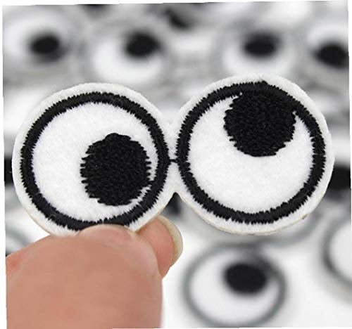 Zonfer 10pcs Embroided Patch-Abzeichen Lustige Schwarze Weiße Gestickte Augen Aufnäher Kleidung Applikationen DIY Jeans Rucksack Mäntel Aufkleber