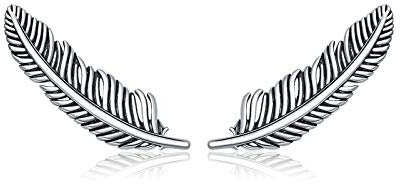 925 Sterling Silber Retro Feder Ohrstecker Für Frauen Echte Silber Ohrstecker Edlen Schmuck