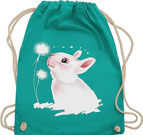 Shirtracer Turnbeutel Rucksack - Taschen - Hase mit Pusteblume I Kaninchen I Osterhase I Oster Hase I Häschen - Unisize - Türkis - osterhasentasche hasen osterhasen bunny juterucksäcke beutel ostern