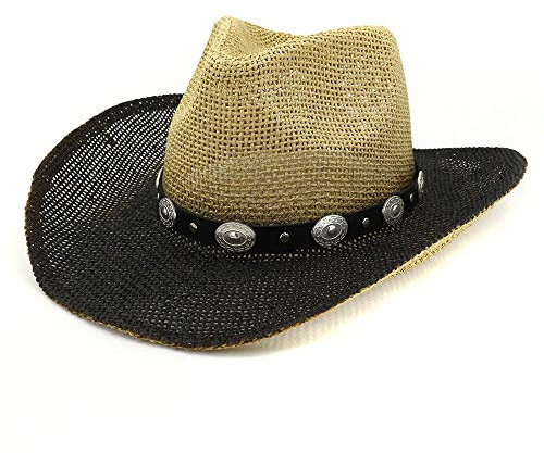 Chapeau Paille Femme Chapeaux De Soleil Paille Blanc Noir Patchwork Panama Chapeaux De Paille Occasionnels Chapeaux De Plage en Plein Air-3_58Cm