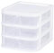 Beruyu Small Plastic Storage Drawers Tower 3 Tier Drawers Storage Unit White Transparent Desktop Organizer for Home School Office Organization