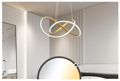 Eurotondisplay LED Pendelleuchte 9642 gold Hängelampe 50cm 96W mit Fernbedienung Lichtfarbe/Helligkeit einsetllbar dimmbar Deckenleuchte Leuchte