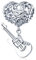 Herz mit Musik Noten Charms Gitarre Dangle, Fit Pandora Kunst Armband, 925 Sterling Silber Ich liebe Guitar Anhänger Music Note Perlen, Geschenk für Künstler/Musiker/Nichte/Neffe