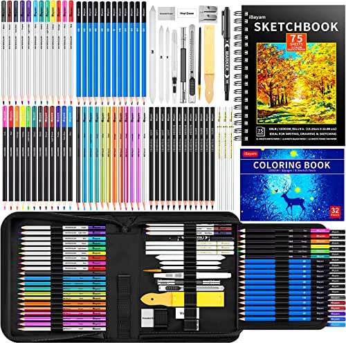iBayam Art Sketching Drawing Supplies, 3-Color Sketchbook & Coloring Book