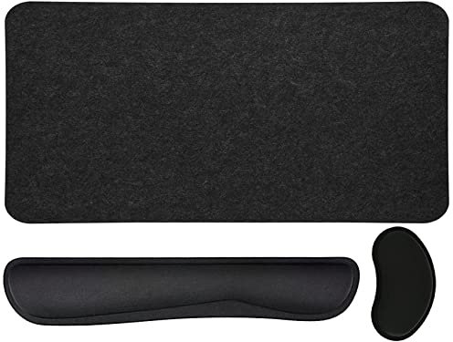 Tappetino per Mouse e Tastiera, Sottomano da Ufficio, Laptop Tappetino Poggiapolsi per Mouse Cuscino per il Polso in Memory Foam Ergonomico per Computer Laptop, Ufficio, Giochi (Nero)