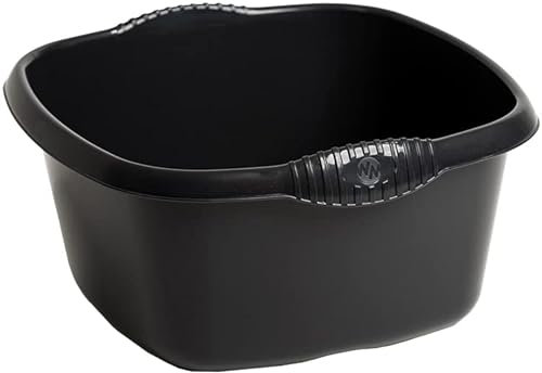 JMS we create smile Elegant Plastic Bowl Washing Up Bowl Mixing Basin Sink Tidy Organiser Wash Tub Home Kitchen Outdoor Camping Caravan (Midnight Grey, 32 CM Square)
