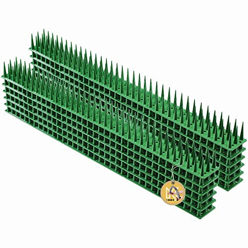 KADAX 12 Stück Vogelabwehr Spikes, Kunststoff, 51x4x3,5 cm, 3-reihig, für Tauben, Katzen, Marder, Zaun, Balkon, Dach, Fensterbank, robust und wetterbeständig, frei zuschneidbar, Grün