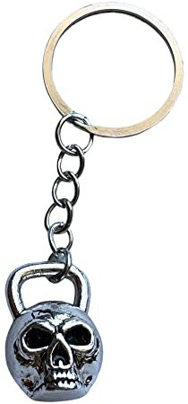 Totenkopf Kettlebell Schlüsselanhänger, silber, Small