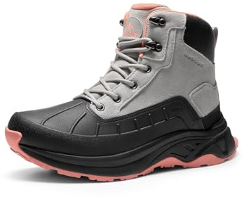 NORTIV 8 Women's Waterproof Hiking Boots Outdoor Trekking Camping Trail Hiking Boots,Size 8,Light Grey/Pink,SNHB2312W