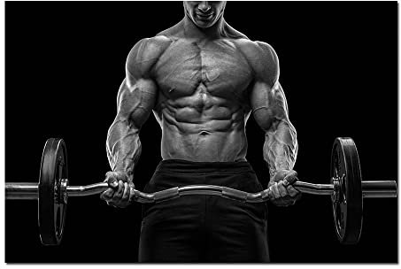 Männer Muskel Fitness Poster Langhantel Gewichtheber Übung Wand Bilder Schwarz Weiß Leinwand Bild Fitnessstudio Home Nordic Style Bilder Dekor （Kein Rahmen）