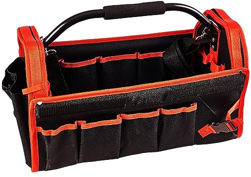 19 Pockets | LARGE TOOL BAG With Tubular Holder | Handle | DIY | Heavy Duty | 18 Inch | Multi Purpose | Contractors | Caddy | Holdall | Home, Office & WORKSHOP Storage Garage TOOLBOX UK FREE P&P