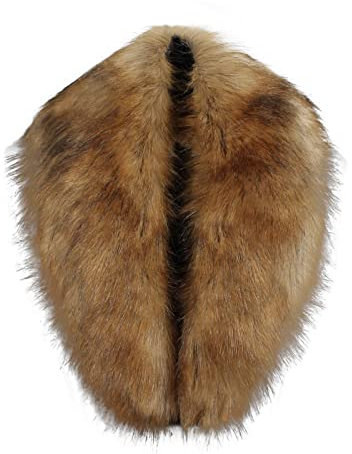 Damen Fauxpelzkragen Kunstfell Schal,Mode Wärm Fellkragen Kunstfell Kragen Fellimitat Fuchs Pelzkragen Pelzschal für Wintermantel Kapuze Jacke Elegant