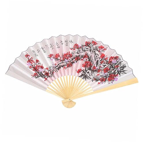 WOFASHPURET Eleganter Chinesischer Fächer Aus Papier Zum Aufhängen Groß Pflaumenblüte Vintage-Accessoire Zufälliger Stil