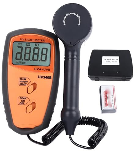 UV Lichtmessgerät, UVA UVB Tester mit LCD Display, Tragbares UV Messgerät Zum Testen von UV Lampen und Mehr Zur Messung von Ultraviolettem Licht, Testbereich: 0–40 mW/cm²,