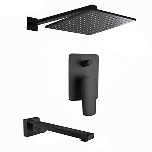 Black Shower Faucets Set Concealed Wall Mounted Shower System Bathroom Shower Tap with Rainfall Shower Head, Bathtub Faucet, Eco-Friendly Save Water,12inch ()