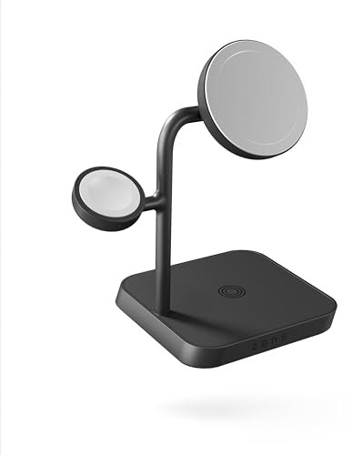 ZENS MagSafe+Watch 15W MagSafe Ladestation 3in1 für iPhone, Apple Watch und AirPods (Made for MagSafe & Made for Apple Watch Zertifizierung, 65W Netzteil mit Kabel inklusive) Schwarz