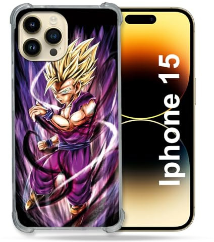 Cokitec Reinforced Case for iPhone 15 (6.1) Manga Dragon Ball Sangohan Purple