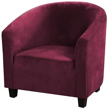 HOMECOVER Sesselschoner Elastisch Sesselhusse Sesselüberwurf Velours Sesselbezug mit Armlehnen Schonbezug für Clubsessel Für Einzelsofa Clubsessel Cocktailsessel-Weinrot-Large