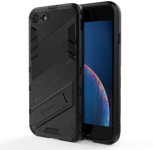Knoowcase for iPhone 8 Case iPhone SE 2020 Phone Case SE 2022 Case iPhone 7 Case with Kickstand Military Grade Shockproof Hard PC Shell Soft TPU Bumper Case Heavy Duty Protective Phone Case, Black
