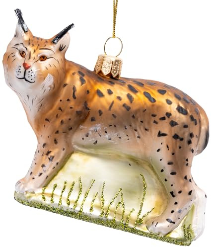 SIKORA Luchs besondere Weihnachtskugel Glas Christbaumschmuck Deko Figur Weihnachten Anhänger Ornament - Meisterstücke - BS774