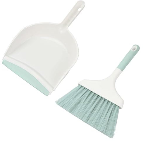 Rundago 1 Juego Escoba Mini Recogedor, Cepillo de Limpieza Portátil y Combinación de Recogedor, Juego de Limpieza de Escoba y Recogedor, para Oficina, Cocina, Hogar, Mesa, Antepecho (Verde)