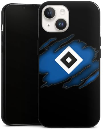 Slim Case extra dünn kompatibel mit Apple iPhone 14 Silikon Handyhülle schwarz Hülle Hamburger SV HSV Offizielles Lizenzprodukt