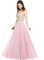 Misshow Robe de Soirée Cocktail Promo Demoiselle Honneur pour Fête Cérémonie Anniversaire Bal Mariage Rose 38