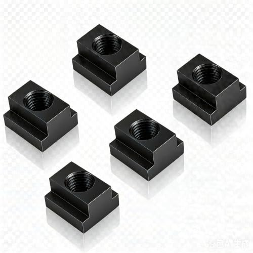 T Slot Nuts, 5 Pcs Black Oxide Finish T Slot Nuts M16 Threads Fit Into T Slots in Machine Tool Tables T Nuts Accessory Hardware Nuts for Connection