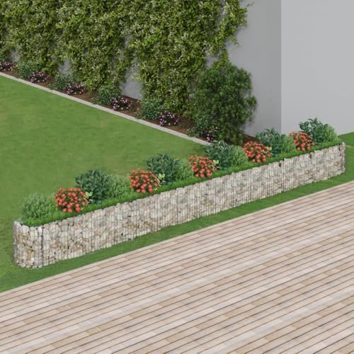 Hovothy Jardinière surélevée en gabion - Mur de jardin - Parterre de plantes - Mur de plantes - Panier à gabions - Panier à pierre - Panier à gabions - Argenté - 610 x 50 x 50 cm - Fer galvanisé