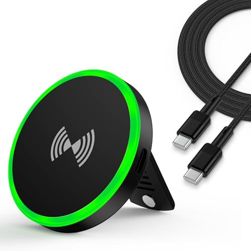 Mag-Safe Ladegerät Wireless Charger für iPhone:Magnet Ladestation Induktive kabellos Ladepad Kompatibel mit iPhone 16 15 14 13 12 Serie und AirPods 3 2,Apple Charger Stand mit 4ft Schnelles Kabel